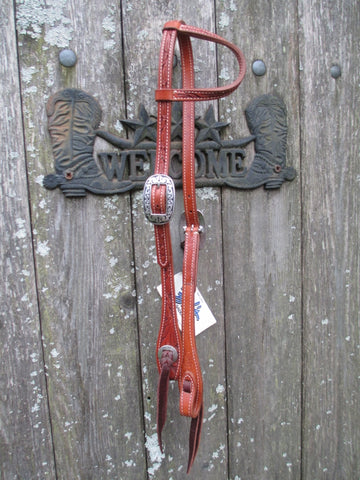 New Bob's JW Floral Tooled Medium Oil One Ear Headstall